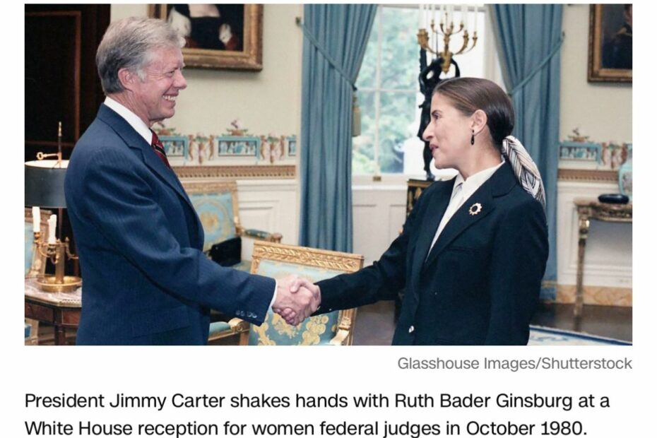 President Carter shaking hands with Ruth Bader Ginsburg
