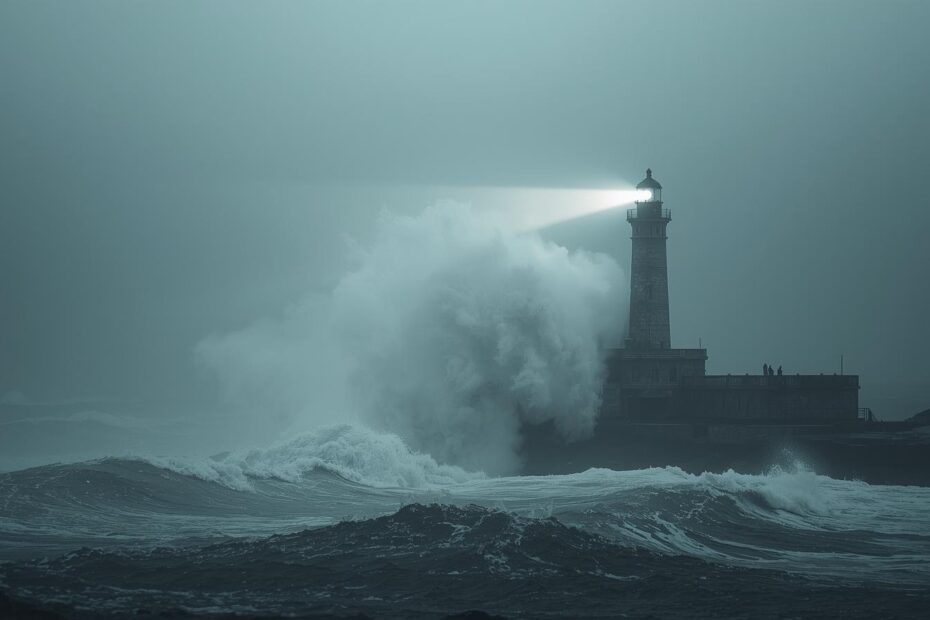 Lighthouse in atmospheric conditions